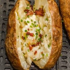 Air Fryer baked potato with toppings