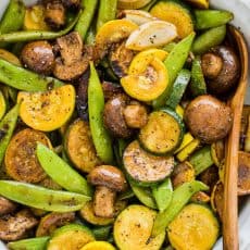Balsamic Grilled Vegetables with spoon