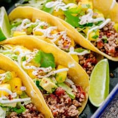 Ground Beef Tacos on a Platter