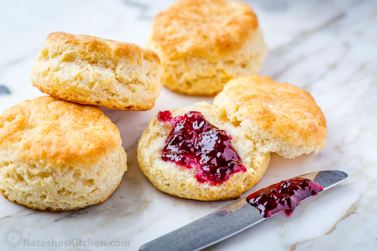 Biscuits served with jam