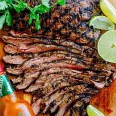 Go-to flank steak recipe! The marinade is so easy with just a few ingredients. This chipotle flank steak has incredible flavor and the SECRET ingredient is... | natashaskitchen.com