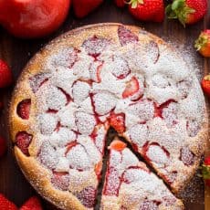 Strawberry Cake with cut slice