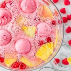 This Sherbet Party Punch is perfect for potlucks, baby showers & Valentines Day! @natashaskitchen
