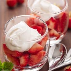 Strawberries Romanoff is a no-bake, easy, luscious summer dessert. Strawberries Romanoff feels fancy but it is simple to make and perfect for parties! | natashaskitchen.com