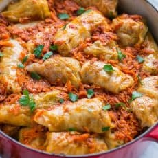 These stuffed cabbage rolls are the best I've tried! Cabbage rolls (golubtsi) are made with simple, inexpensive ingredients but are super delicious (and a freezer friendly meal!) My family loves these with sour cream and soft French bread.