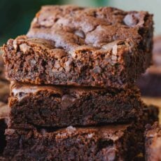 3 fudgy zucchini brownies stacked